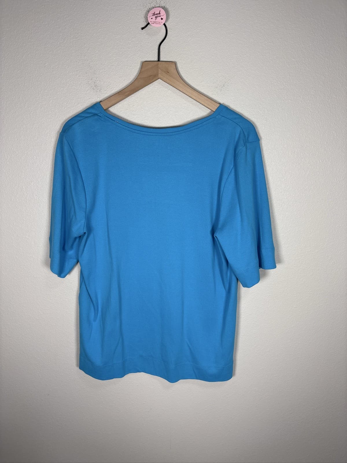 Chico's Blue V-Neck Short Sleeve Shirt Size 3 XL - Thumbnail 4