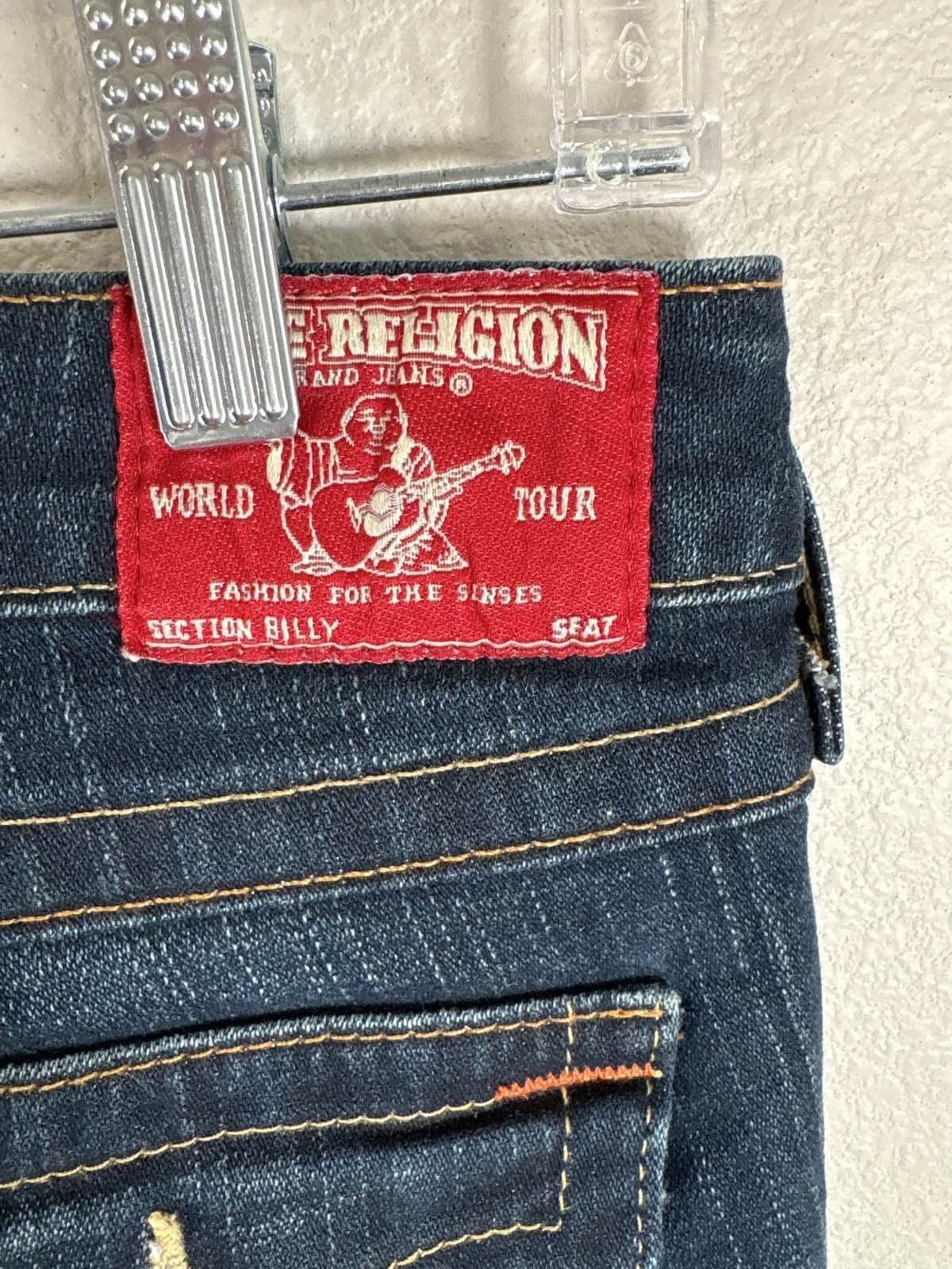 True Religion Billy World Tour Jeans Women’s 25 Blue Denim Straight Leg USA - Thumbnail 6