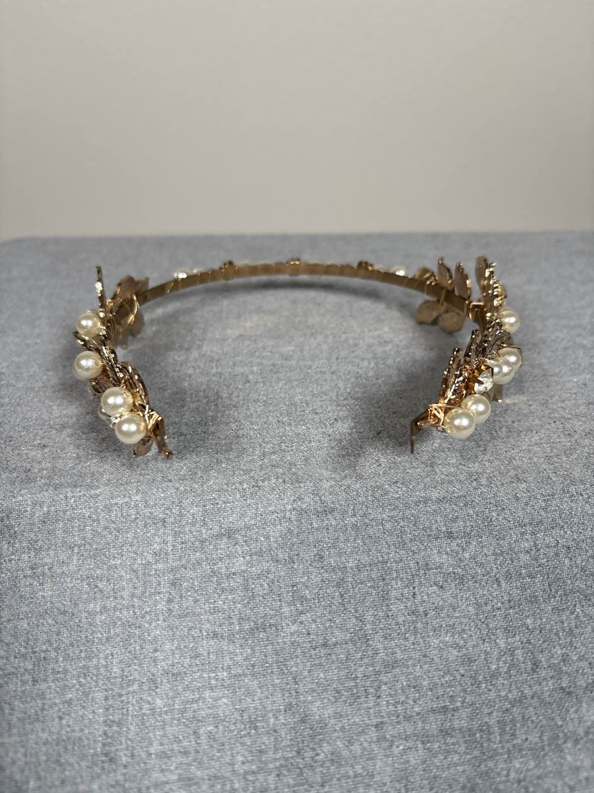 Pearl Leaf Headband Wedding Bridal Tiara Prom Hair Accessory - Thumbnail 4