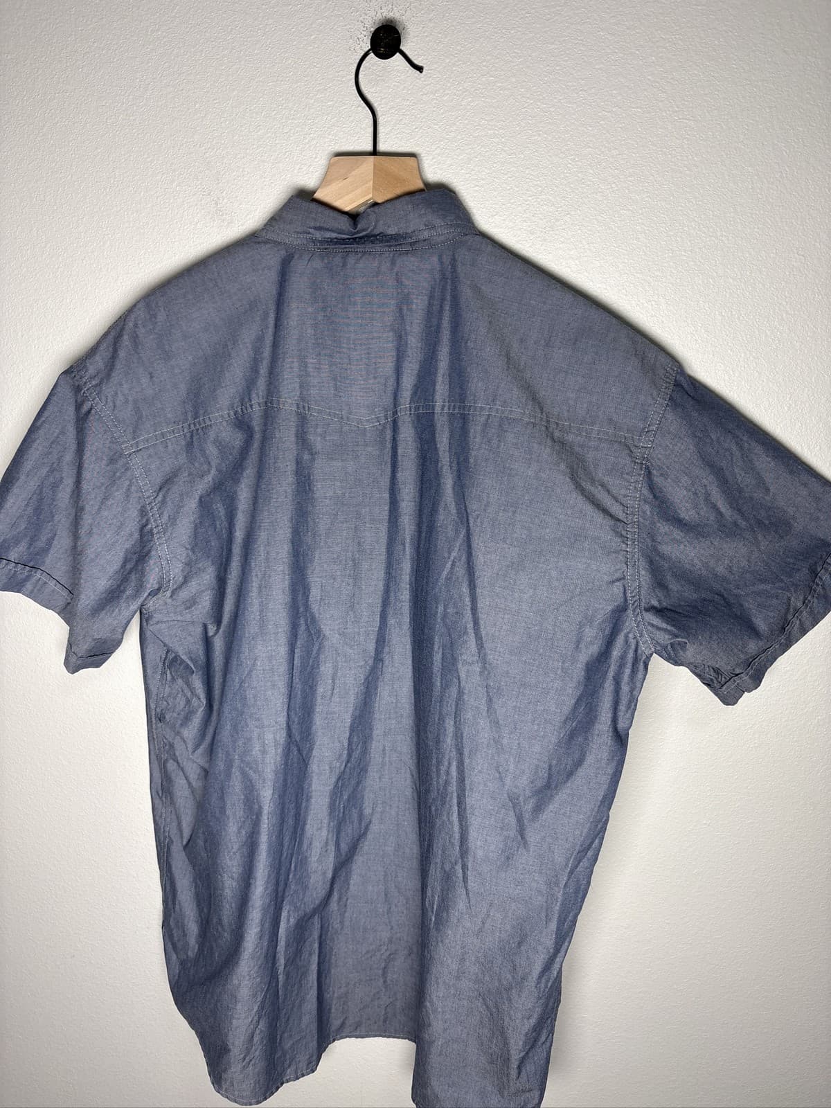 KEY Chambray Pearl Snap Western Shirt Men XLarge Blue Short Sleeve - Thumbnail 5