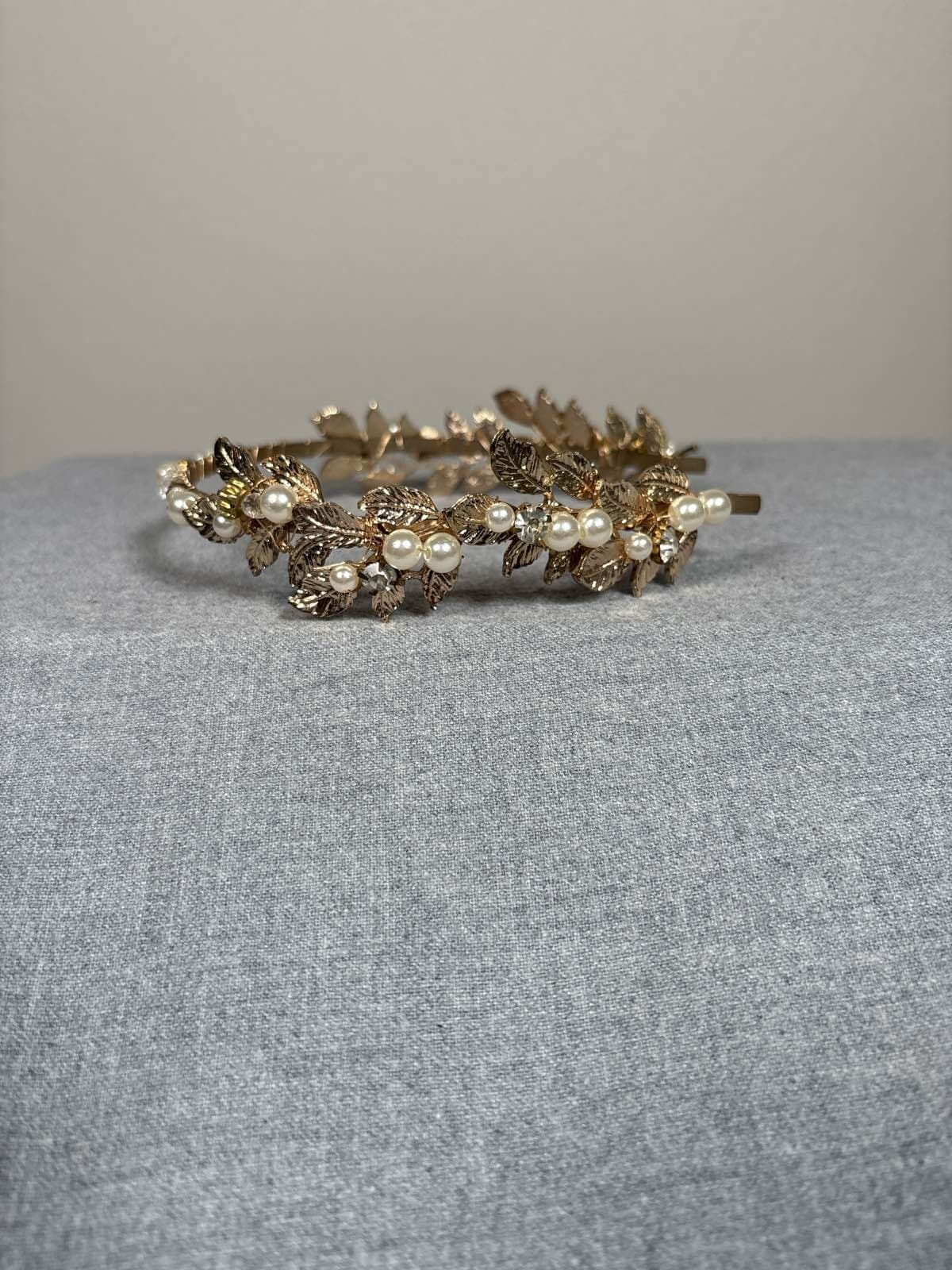 Pearl Leaf Headband Wedding Bridal Tiara Prom Hair Accessory - Thumbnail 5