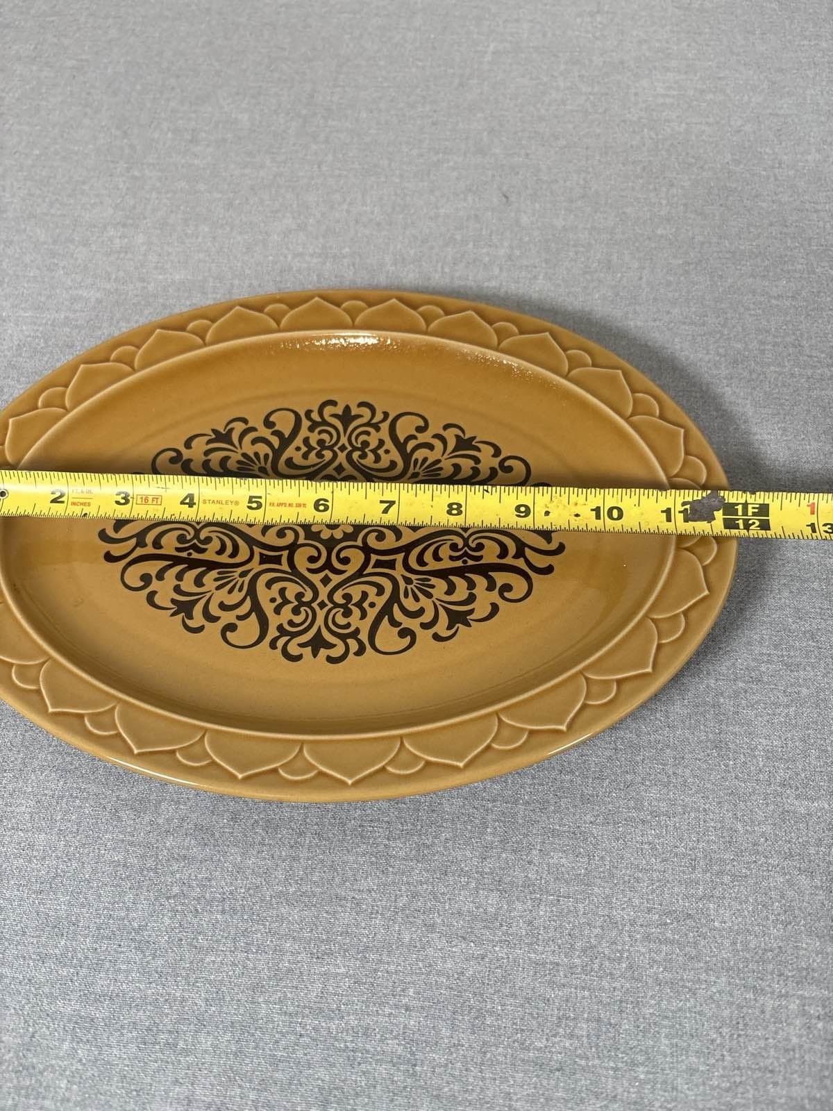 Golden Seville Genuine Stoneware Oval Platter Plate Japan Freezer to Oven - Thumbnail 2