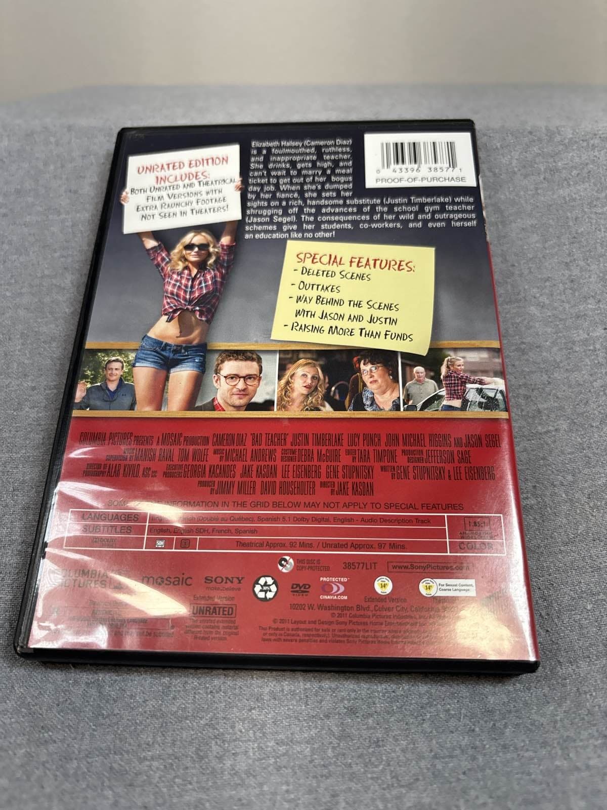 Bad Teacher DVD 2011 Unrated & Theatrical - Thumbnail 2