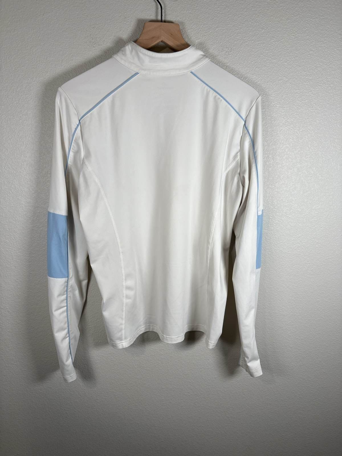 NordicTrack NT Dri Mens L 1/4 Zip Pullover Athletic Jacket White Blue - Thumbnail 7