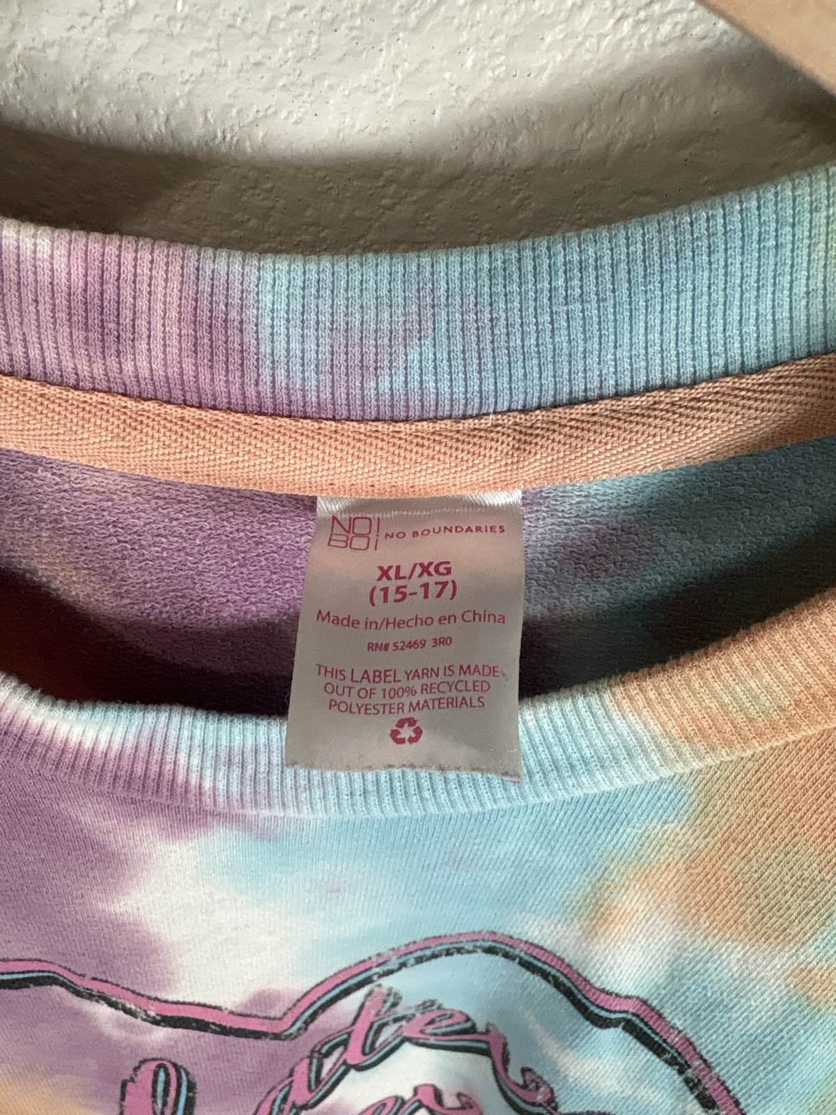 No Boundaries Tie Dye Crewneck Sweatshirt Whatever Forever Graphic Youth XL - Thumbnail 5