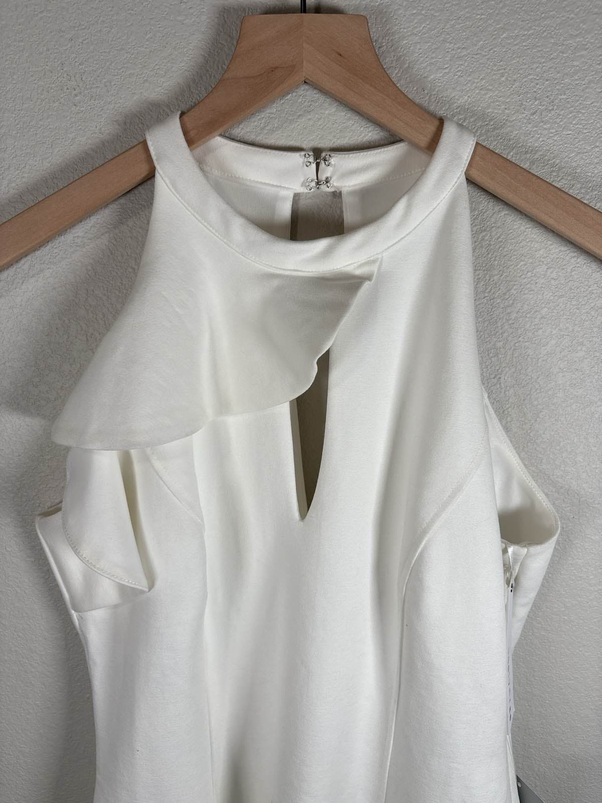 Adelyn Rae White Halter Ruffle Cutout Dress M - Thumbnail 2