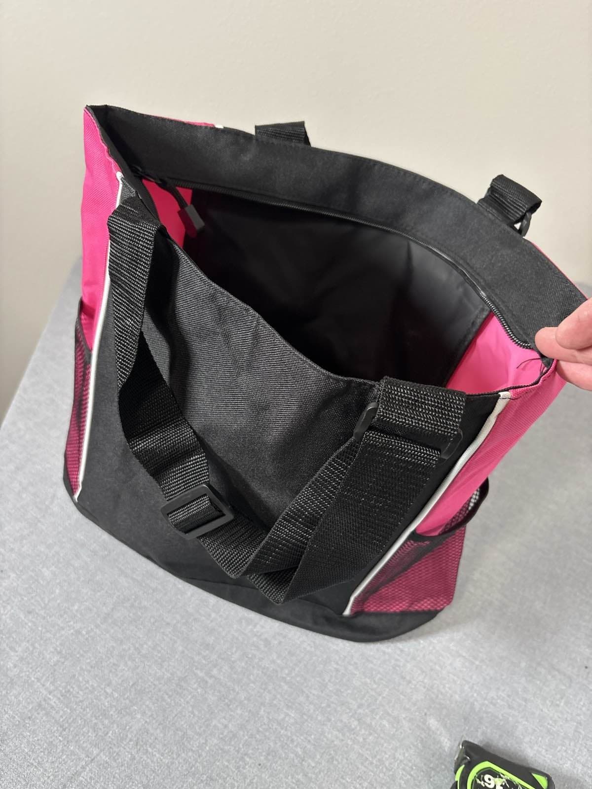 Pink it Forward Black Pink Tote Bag Zippered Mesh Pockets Breast Cancer - Thumbnail 5