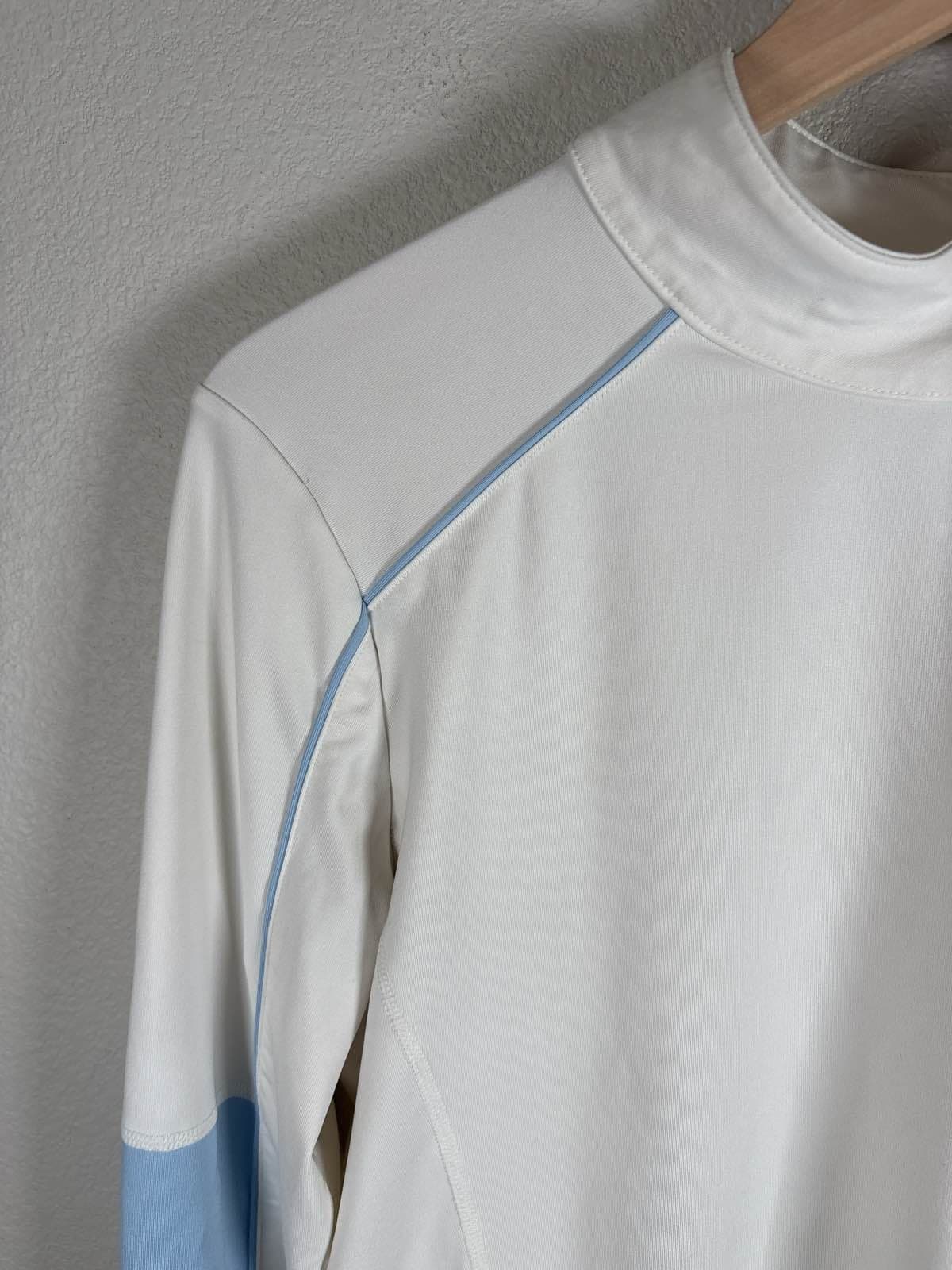 NordicTrack NT Dri Mens L 1/4 Zip Pullover Athletic Jacket White Blue - Thumbnail 4
