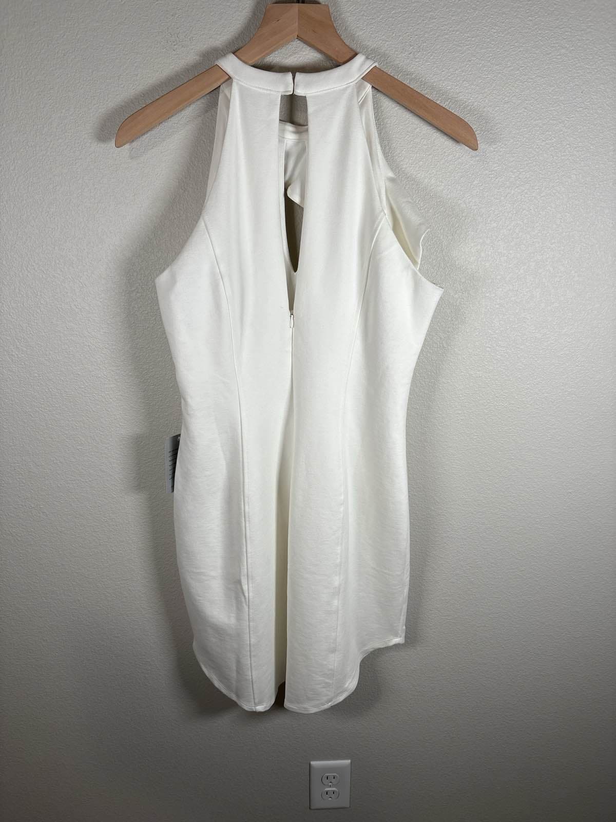 Adelyn Rae White Halter Ruffle Cutout Dress M - Thumbnail 6