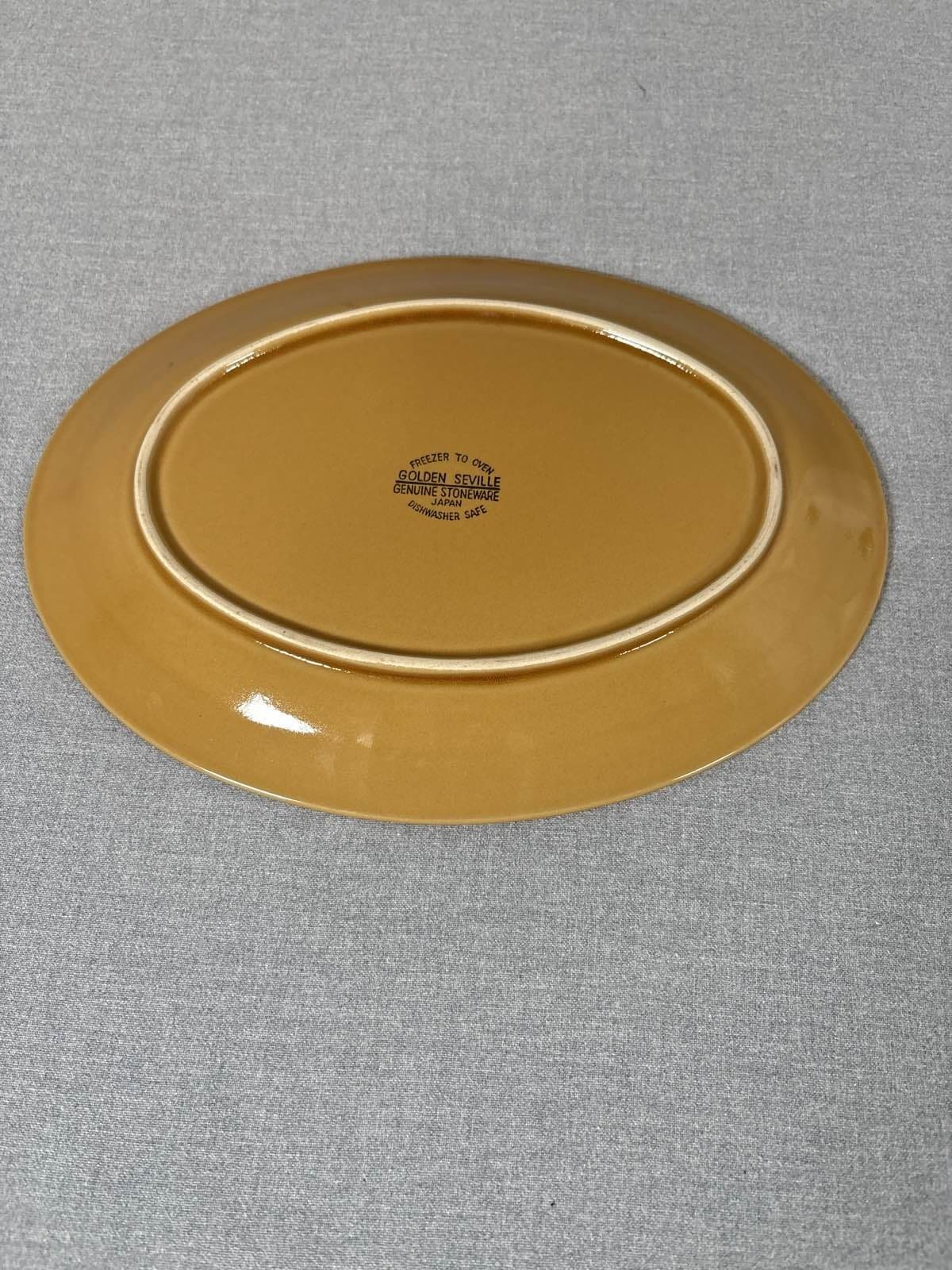 Golden Seville Genuine Stoneware Oval Platter Plate Japan Freezer to Oven - Thumbnail 4