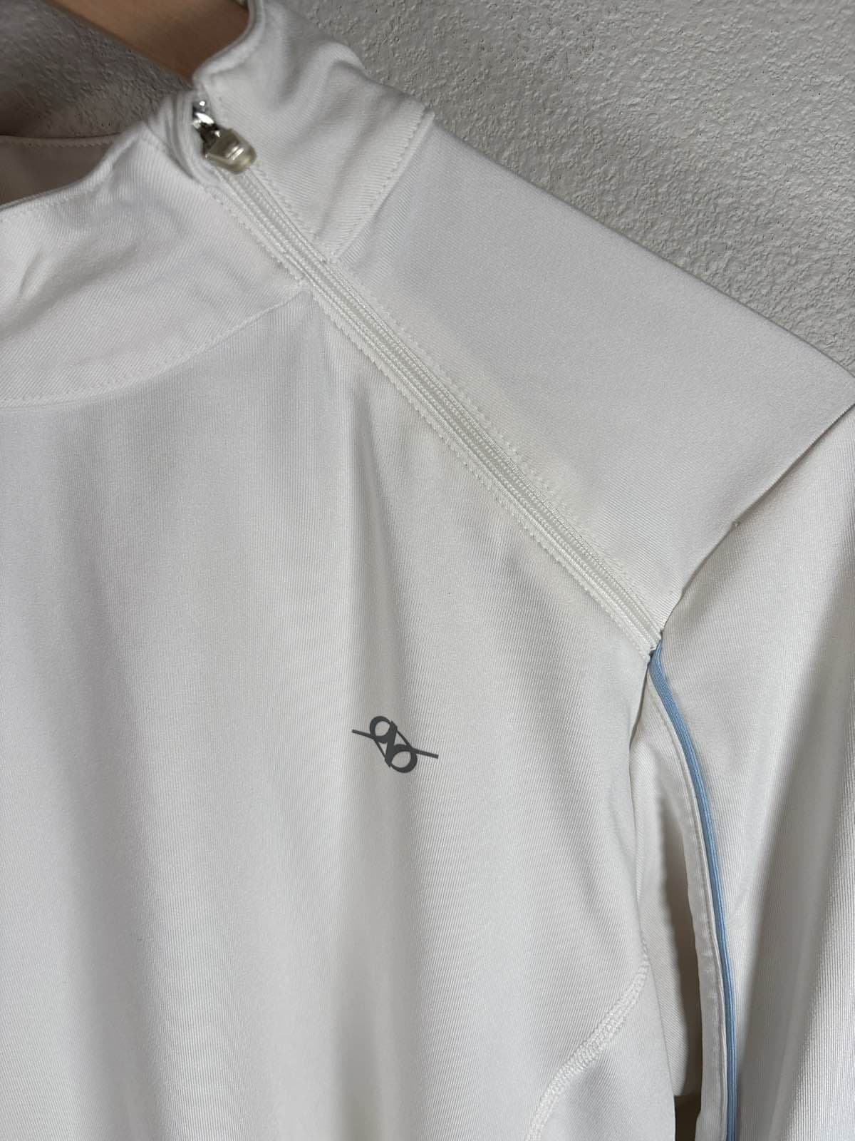 NordicTrack NT Dri Mens L 1/4 Zip Pullover Athletic Jacket White Blue - Thumbnail 3