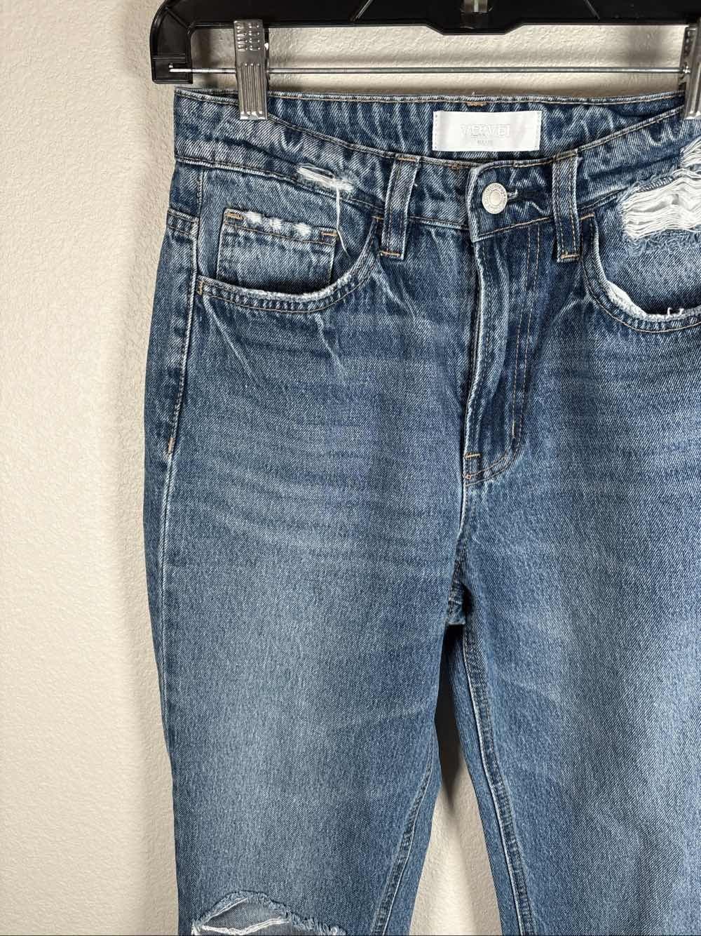 Vervet Blue High Rise Distressed Ankle Skinny Jeans Women's 25 - Thumbnail 3