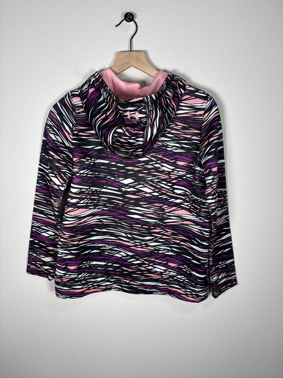 Under Armour Girls Pullover Hoodie Sweatshirt Pink Purple Logo Youth XL - Thumbnail 3