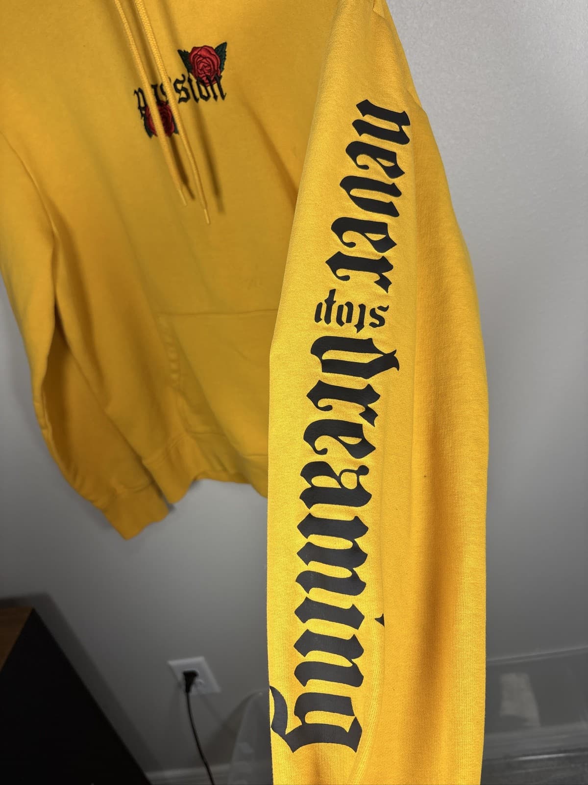 Phora Yours Truly Yellow Hoodie Rose Passion Graphic Sweatshirt - Thumbnail 2