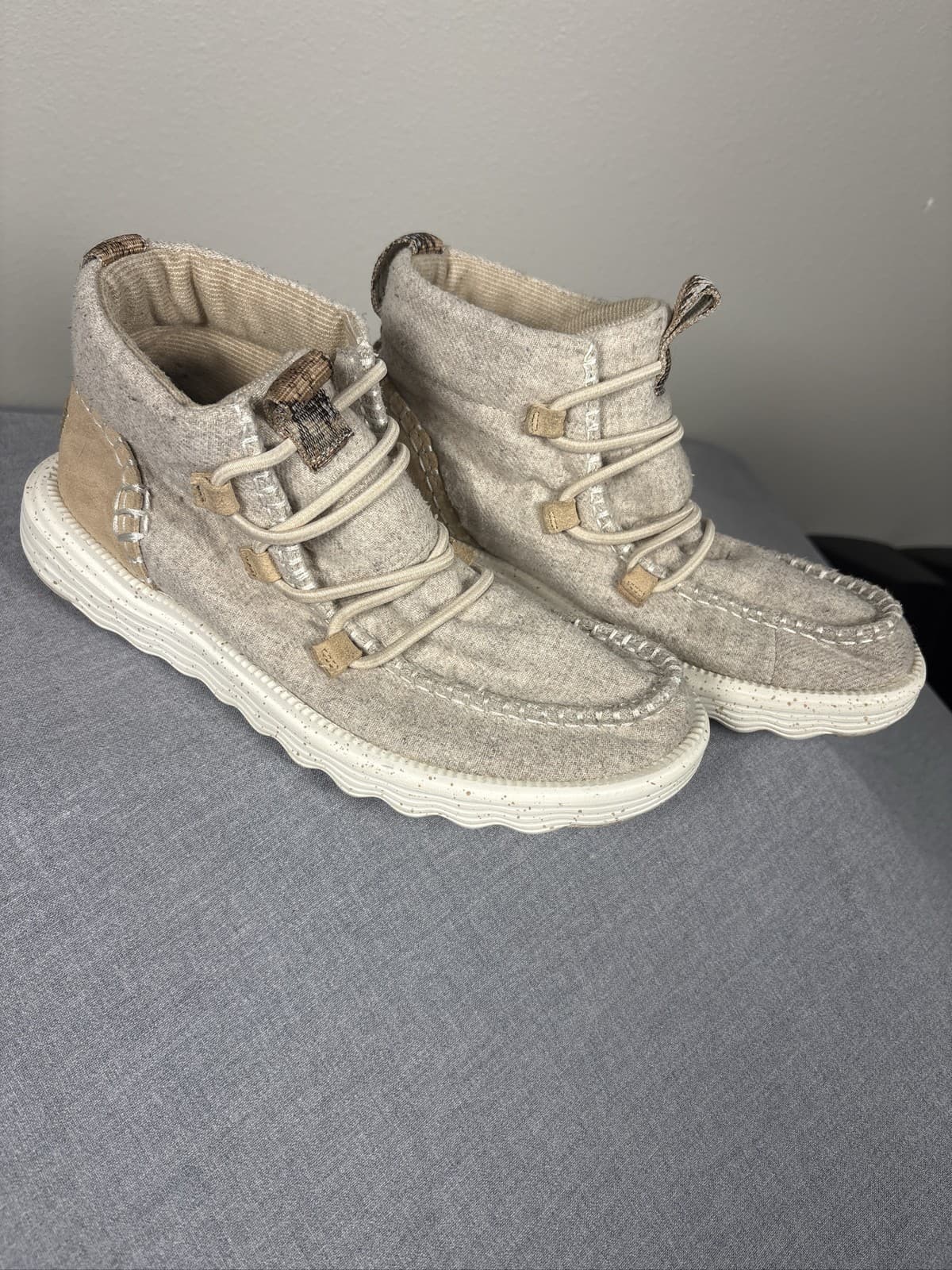Hey Dude Reyes Heathered Light Grey Boots Womens Lace Up Ankle Shoes Size 8 - Thumbnail 3