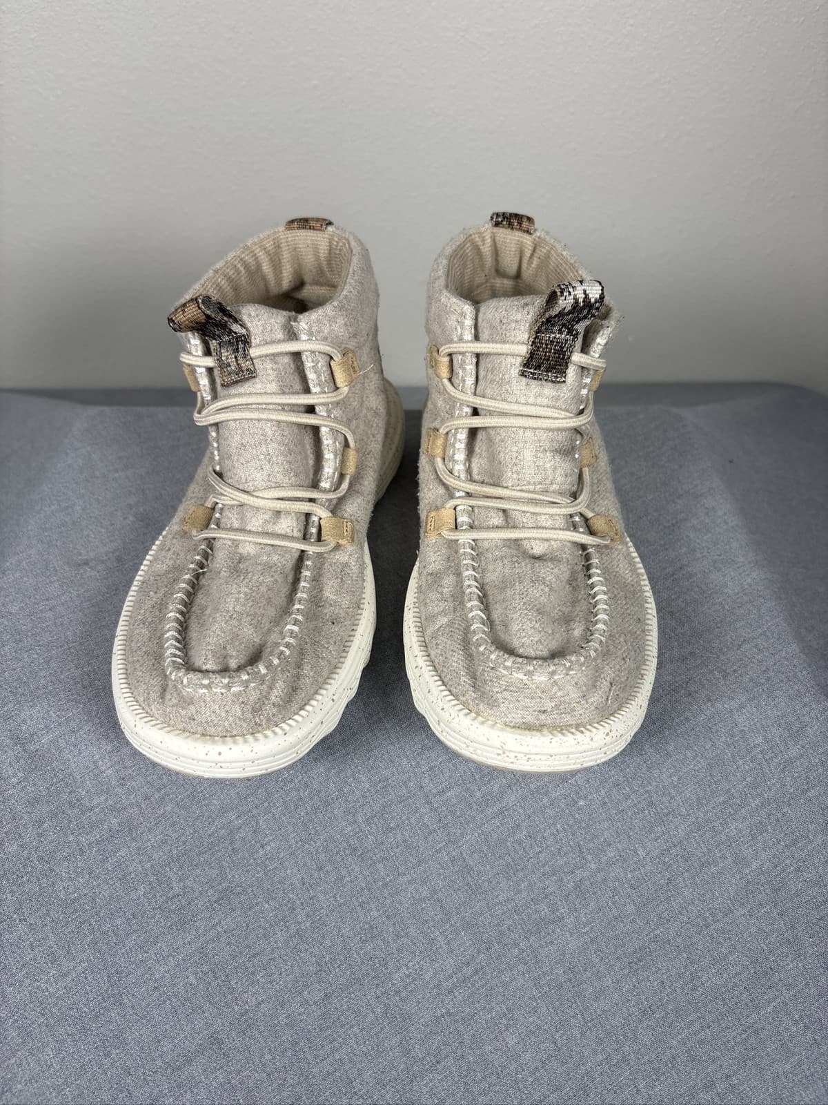 Hey Dude Reyes Heathered Light Grey Boots Womens Lace Up Ankle Shoes Size 8 - Thumbnail 2