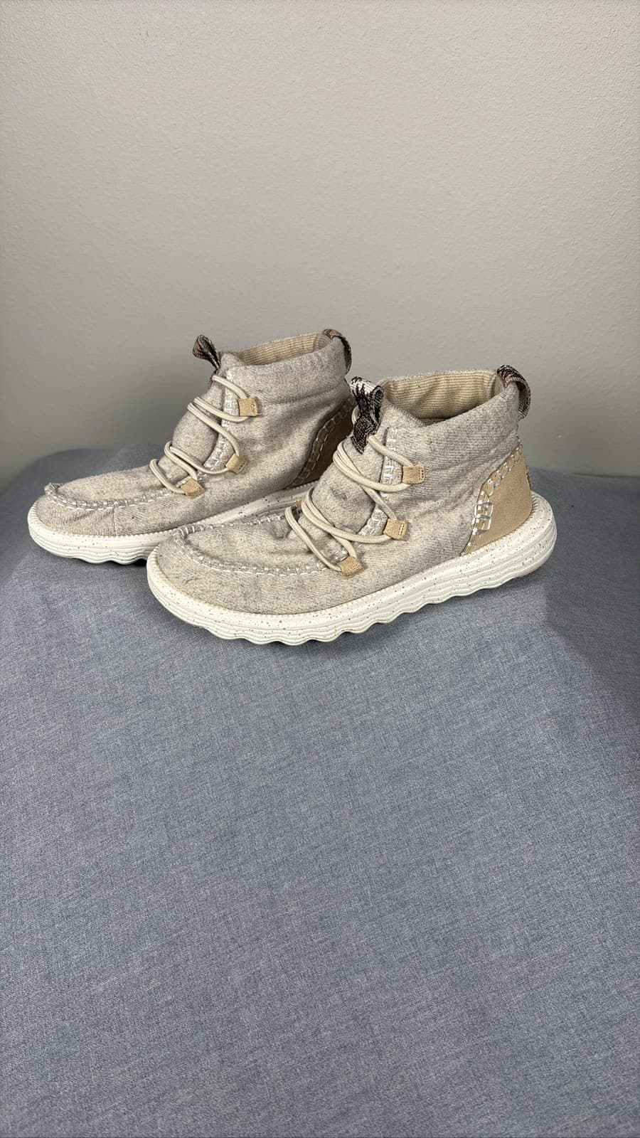 Hey Dude Reyes Heathered Light Grey Boots Womens Lace Up Ankle Shoes Size 8