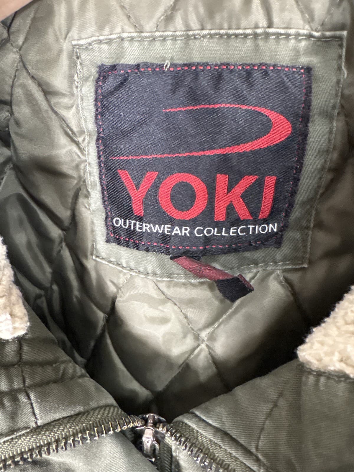 Yoki Womens Olive Green Utility Parka Coat Faux Fur Hood Sherpa Lined 1XL - Thumbnail 2