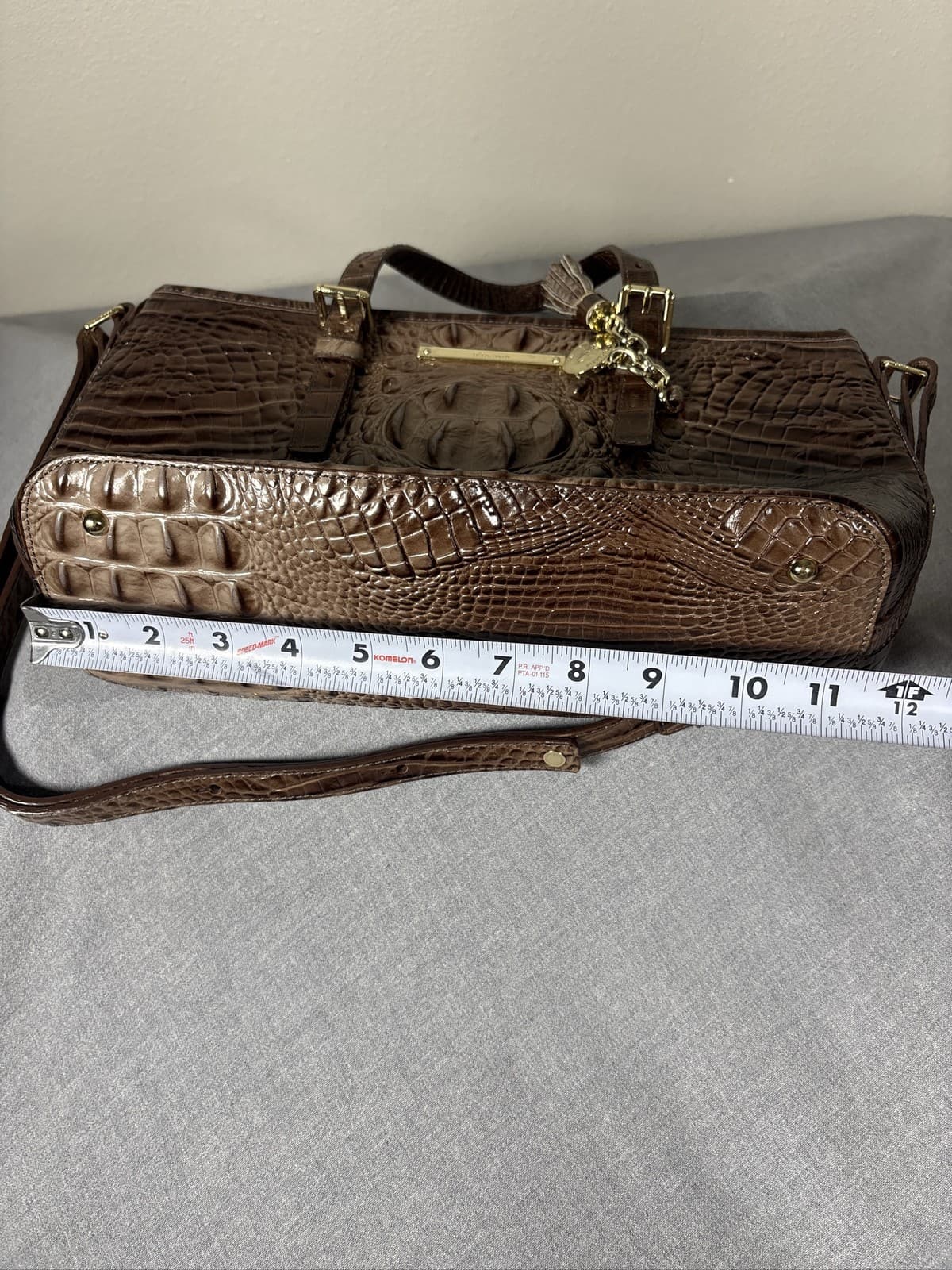 Brahmin Mini Asher Nutmeg Croc Embossed Leather Satchel Bag - Thumbnail 11