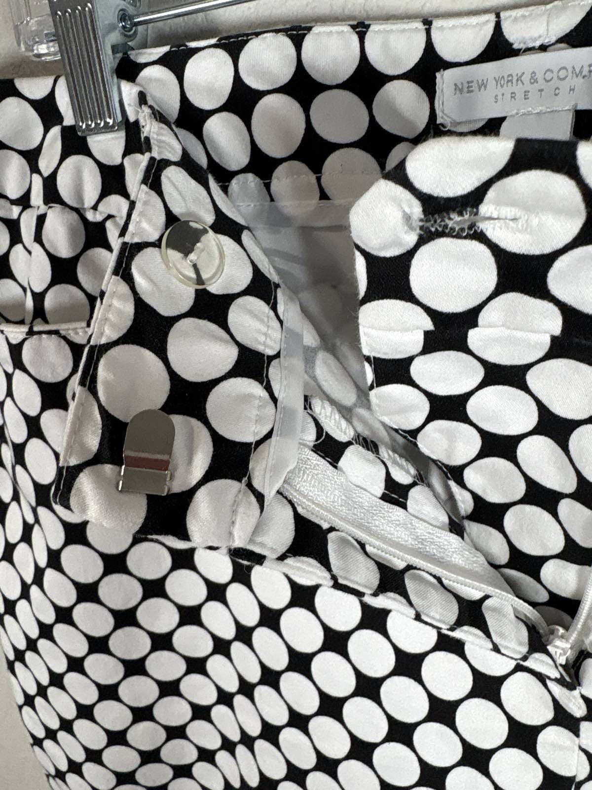 New York & Company Black White Polka Dot Slim Leg Stretch Pants Women's 10 - Thumbnail 3