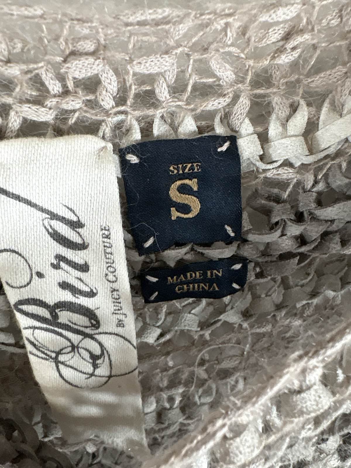 Bird by Juicy Couture Gray Suede Knit Striped Short Sleeve Sweater S - Thumbnail 2
