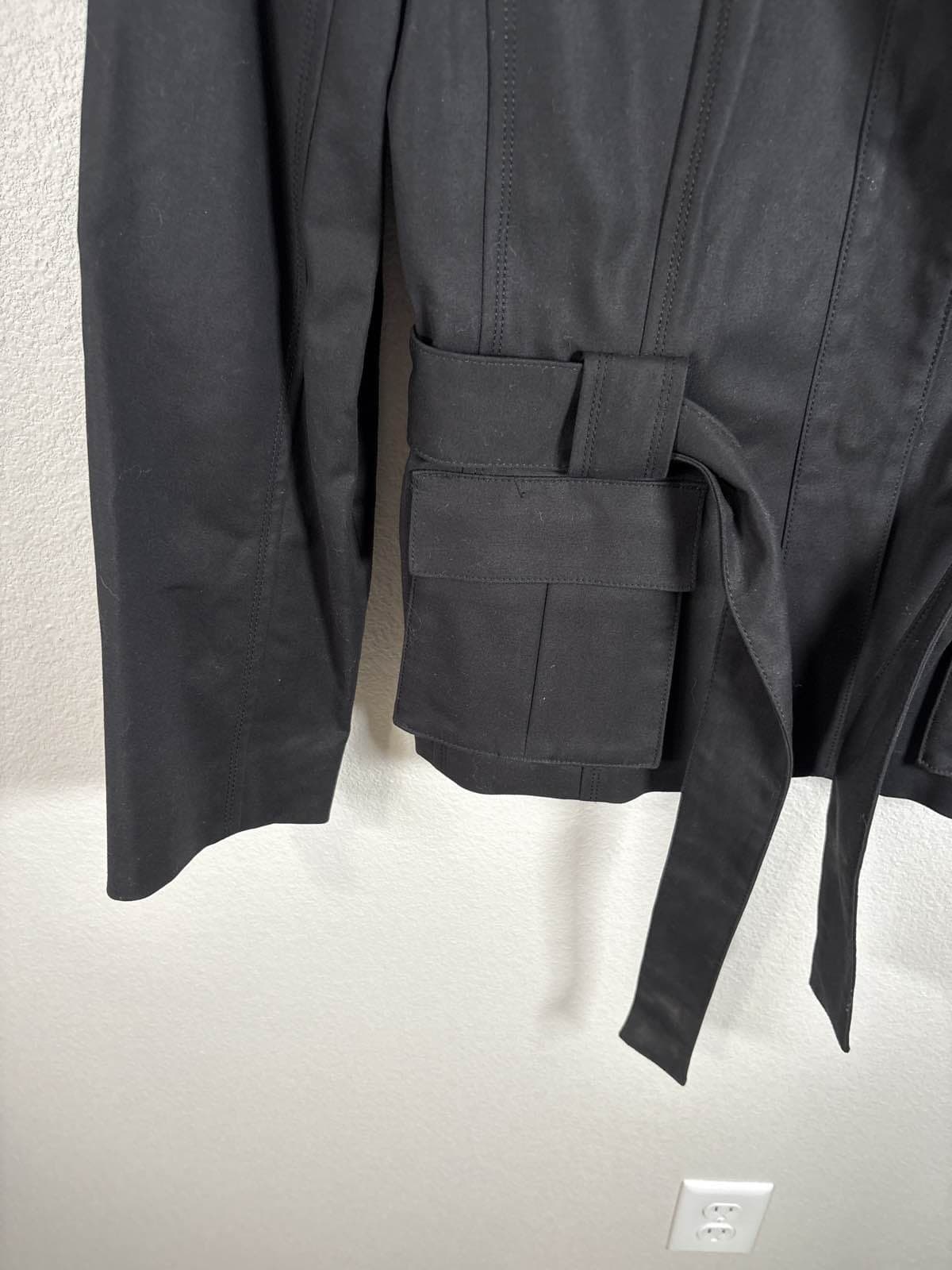 Calvin Klein Womens Black Band Collar Utility Jacket Size 12 Belted - Thumbnail 5