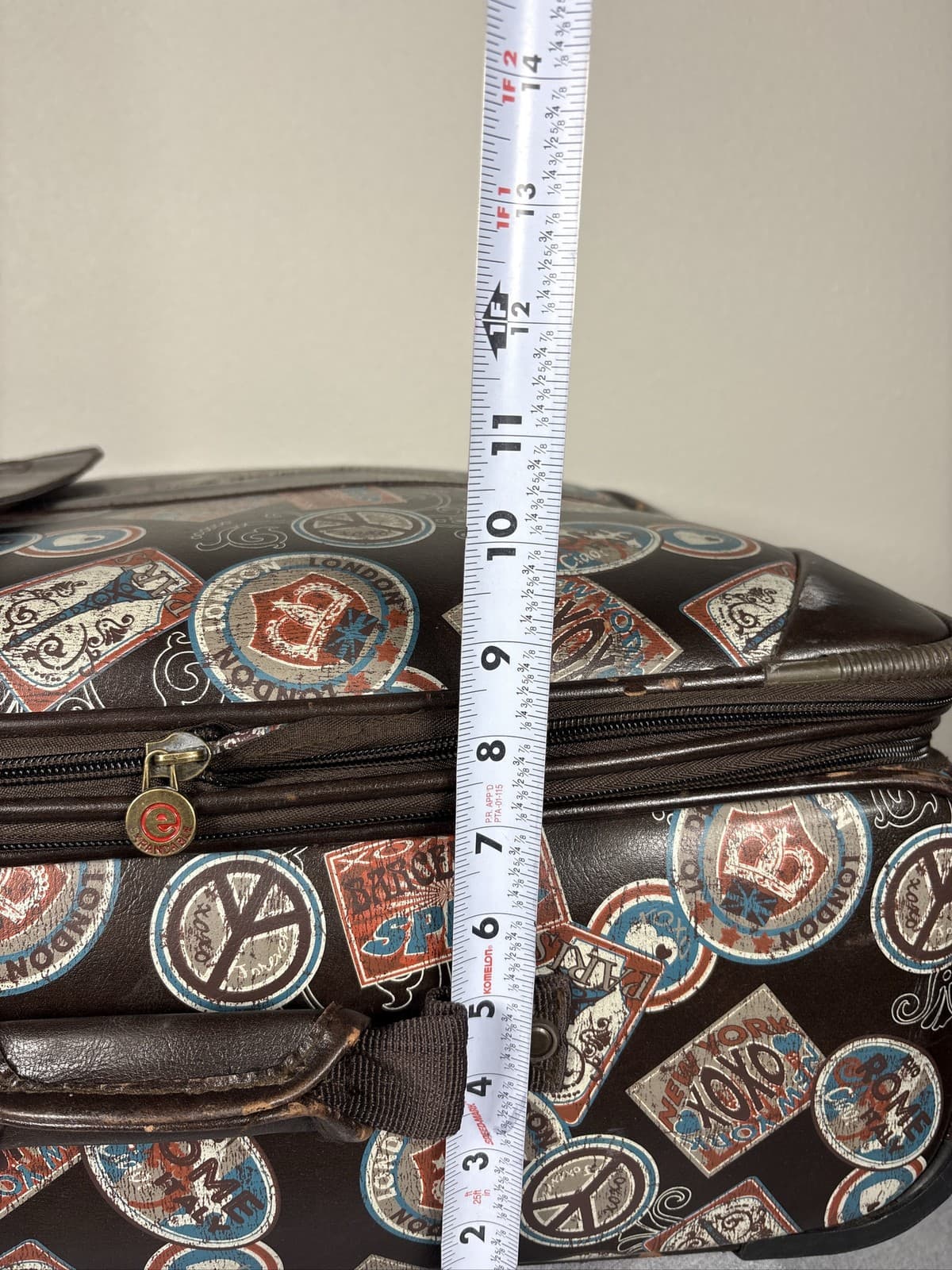 XOXO Leather Travel Print Brown Rolling Suitcase Carry On Luggage Bag - Thumbnail 8