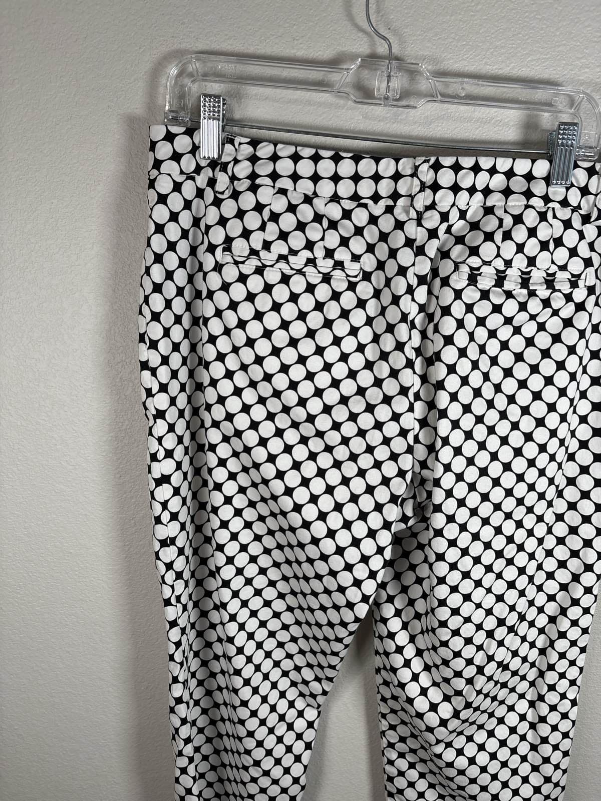 New York & Company Black White Polka Dot Slim Leg Stretch Pants Women's 10 - Thumbnail 7