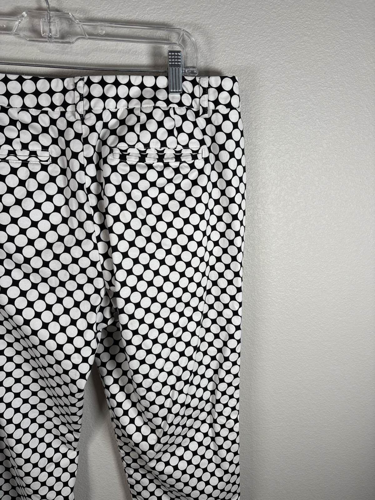 New York & Company Black White Polka Dot Slim Leg Stretch Pants Women's 10 - Thumbnail 8