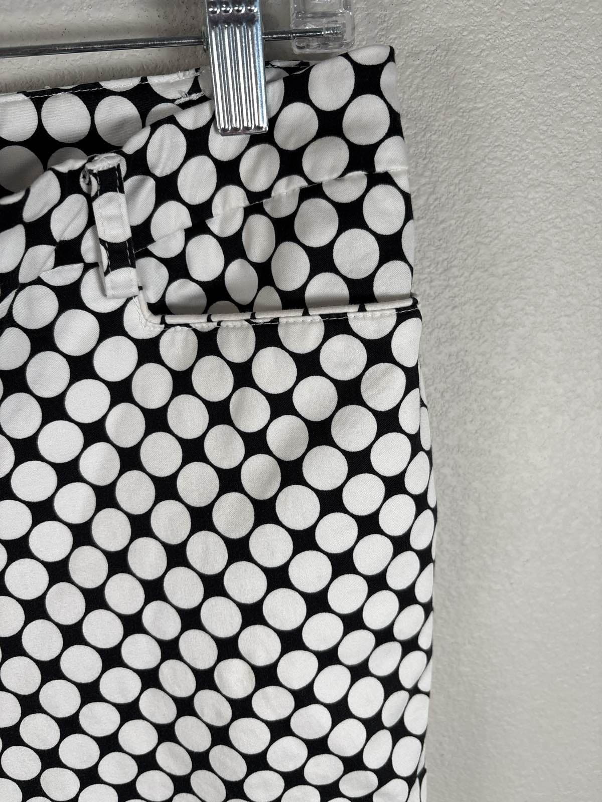 New York & Company Black White Polka Dot Slim Leg Stretch Pants Women's 10 - Thumbnail 6