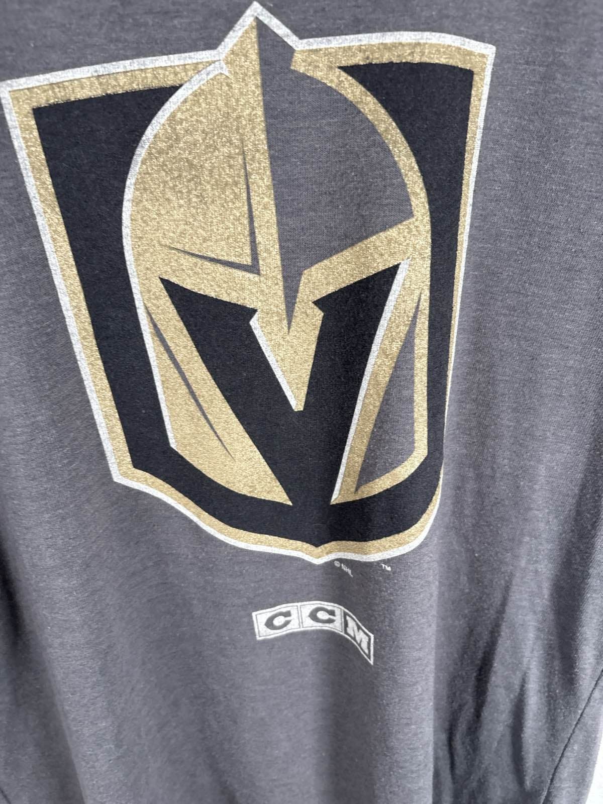 CCM Vegas Golden Knights NHL Mens M Gray Logo Hockey Short Sleeve T-Shirt M - Thumbnail 3