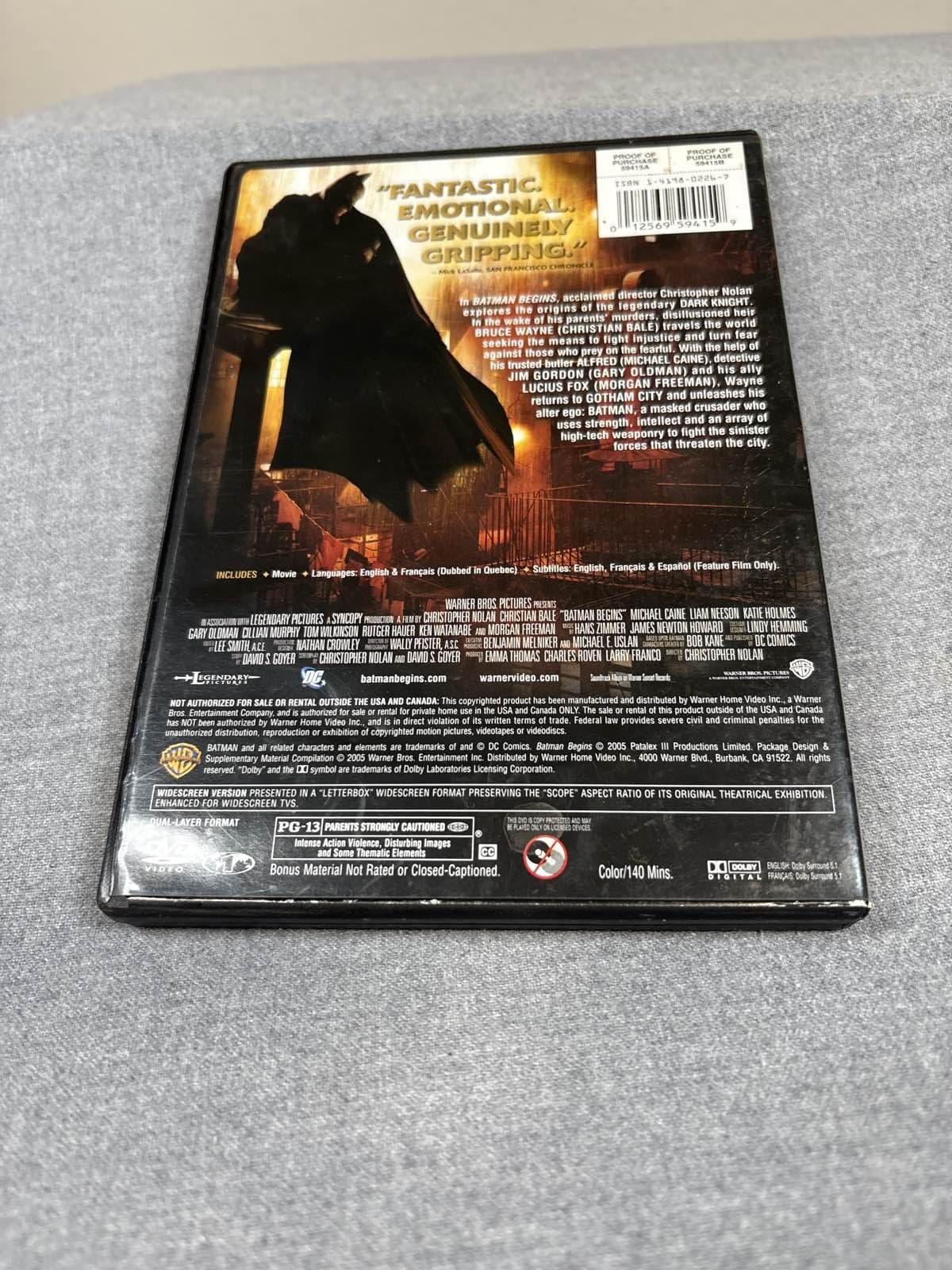 Batman Begins (2005) Widescreen DVD Christian Bale - Thumbnail 2