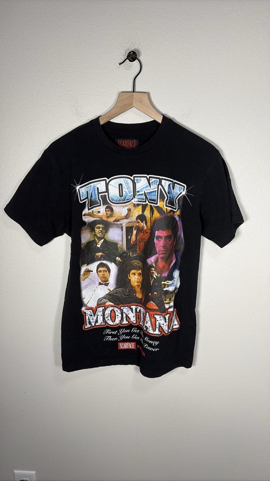 Reason Scarface Tony Montana Movie Graphic T-Shirt Black Mens Size M