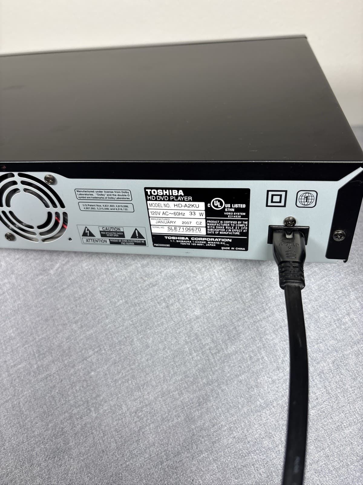 Toshiba HD-A2KU HD DVD Player 1080i Upconverting HDMI Tested Working - Thumbnail 6