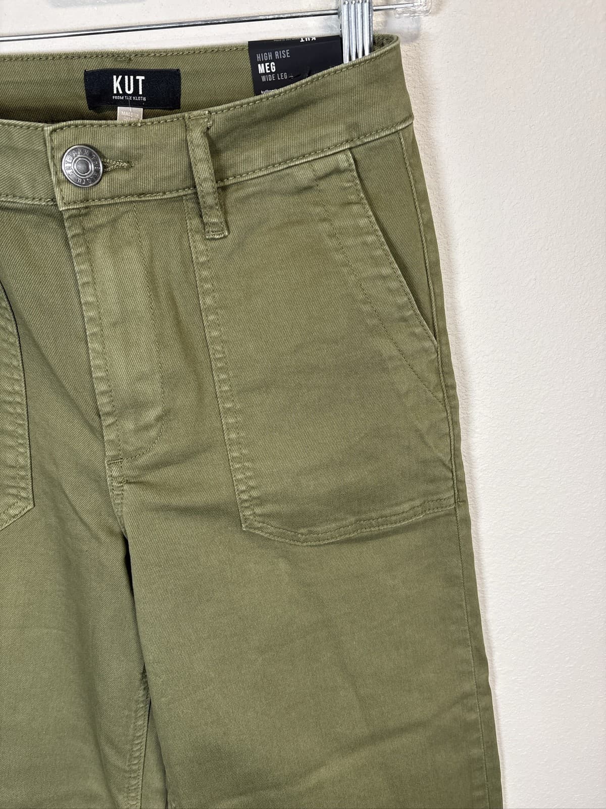 Kut From The Kloth Meg High Rise Wide Leg Olive Pants Women’s Size 0 - Thumbnail 5