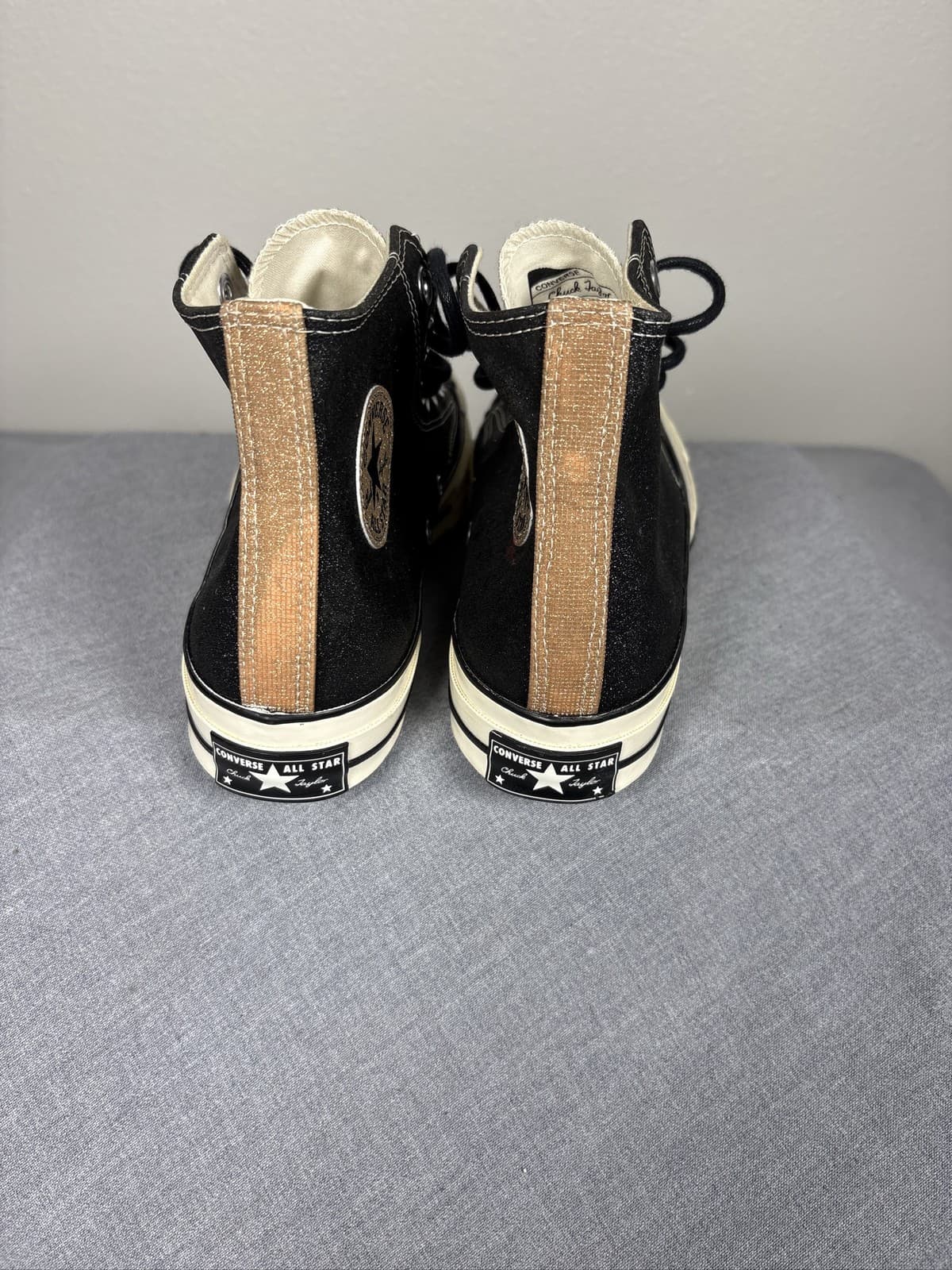Converse Chuck 70 Glitter High Top Sneakers Black Gold Shoes 9.5 - Thumbnail 4