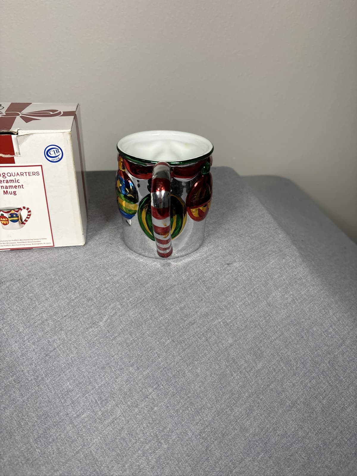 Living Quarters Ceramic Ornament Mug Christmas Peppermint Handle Box - Thumbnail 4