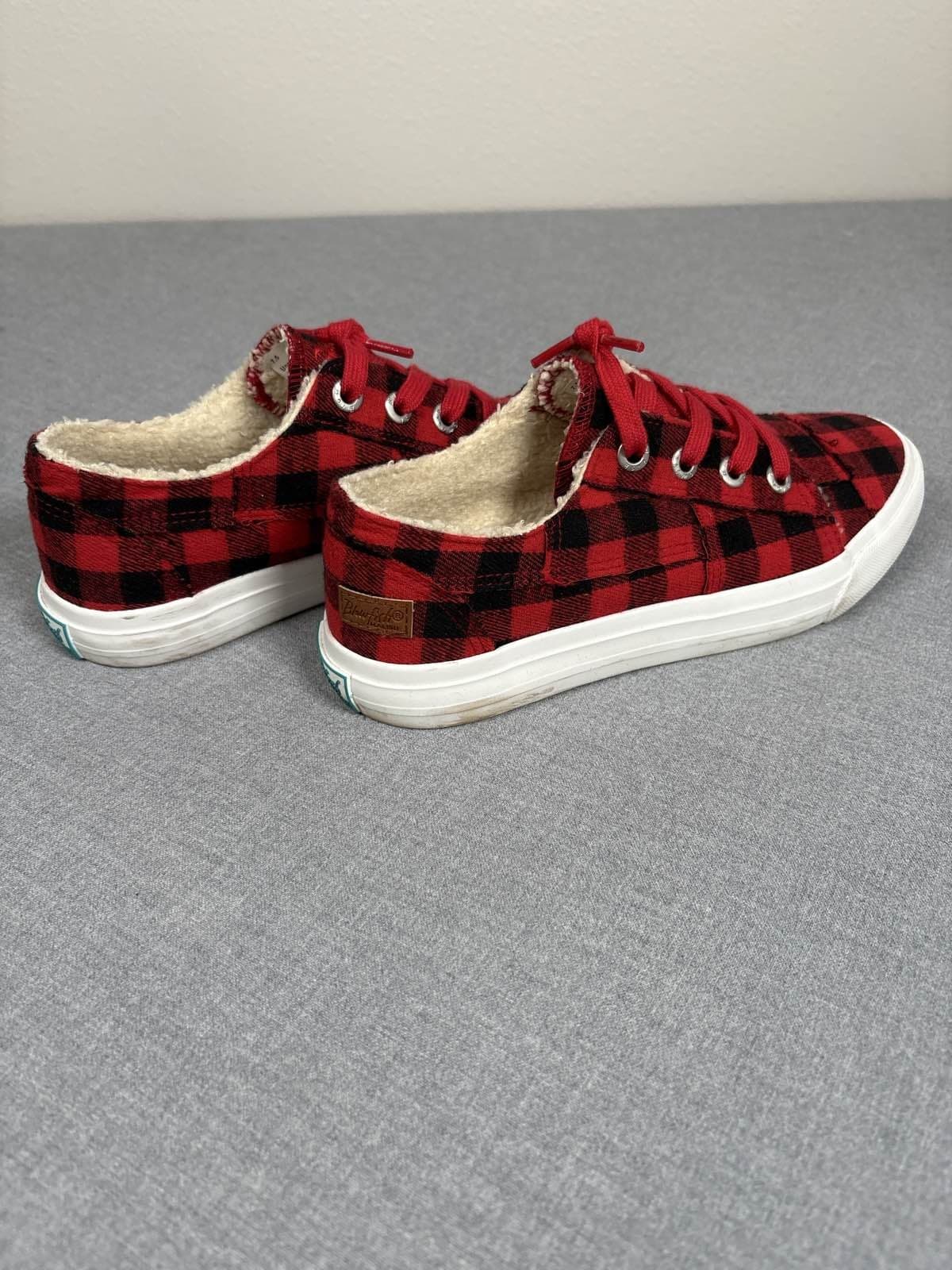 Blowfish Malibu Women's Red Black Buffalo Plaid Sherpa Lined Slip On Shoes 7.5 - Thumbnail 3