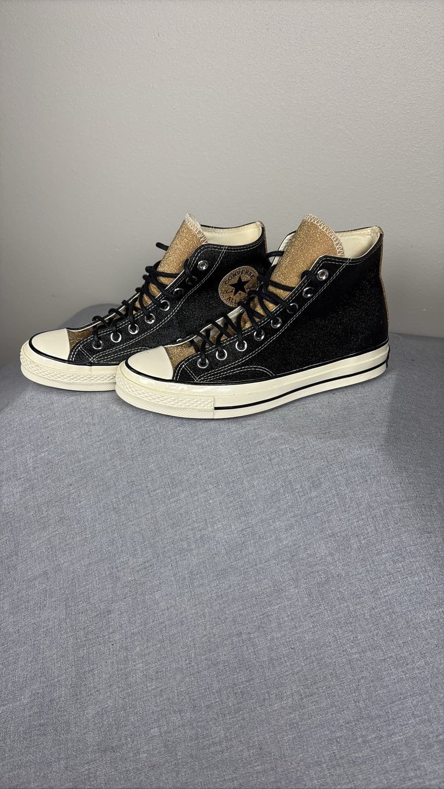 Converse Chuck 70 Glitter High Top Sneakers Black Gold Shoes 9.5