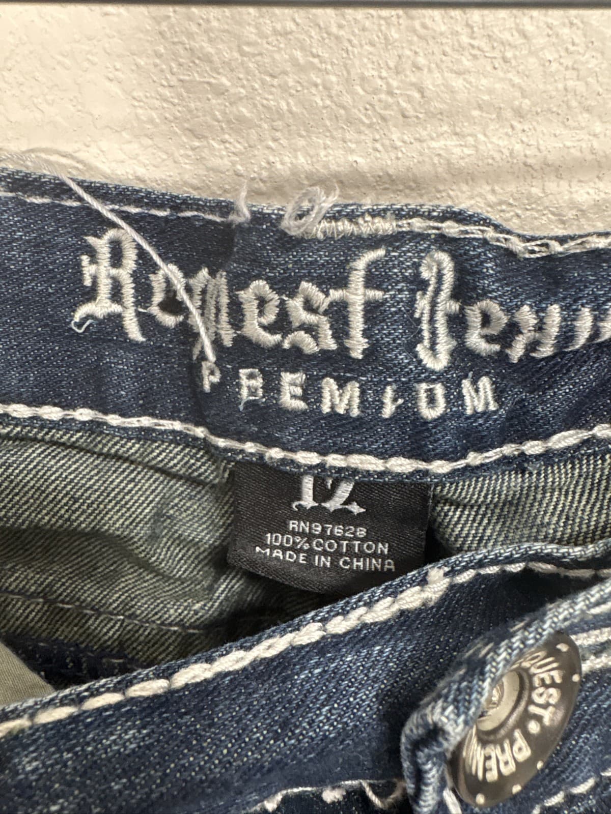 Request Jeans Girls Size 12 Blue Denim Detailed Stitching Pants - Thumbnail 2