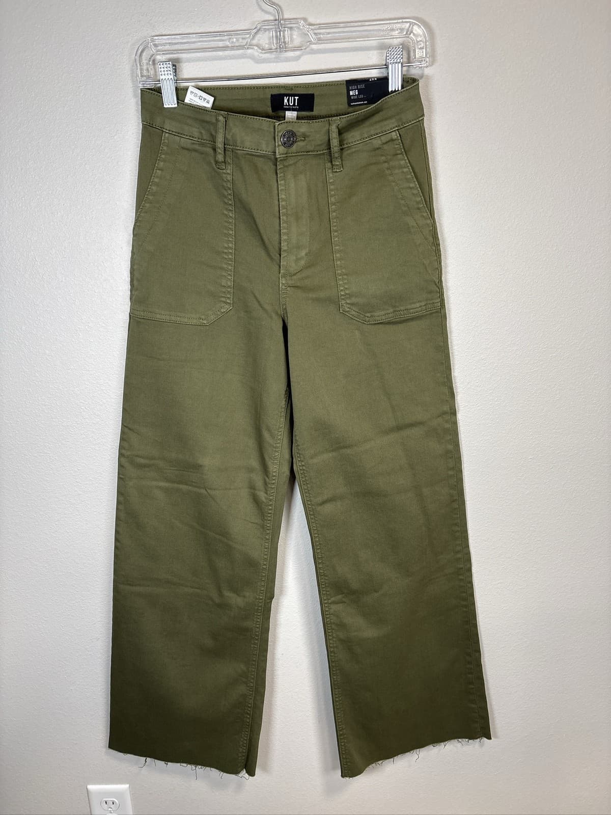 Kut From The Kloth Meg High Rise Wide Leg Olive Pants Women’s Size 0 - Thumbnail 3