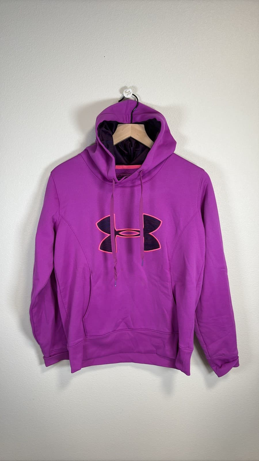 Under Armor ColdGear Storm Hoodie Women's Purple Big Logo Pullover M