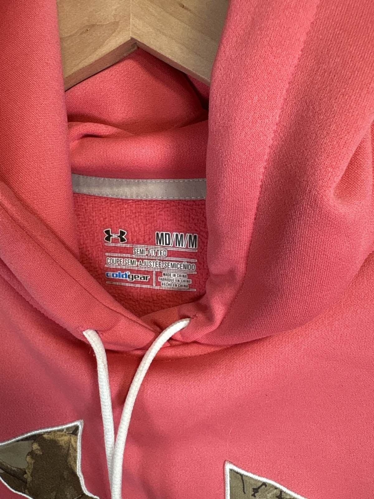Under Armour Women's Pink Camo Logo Hoodie SZ M - Thumbnail 2