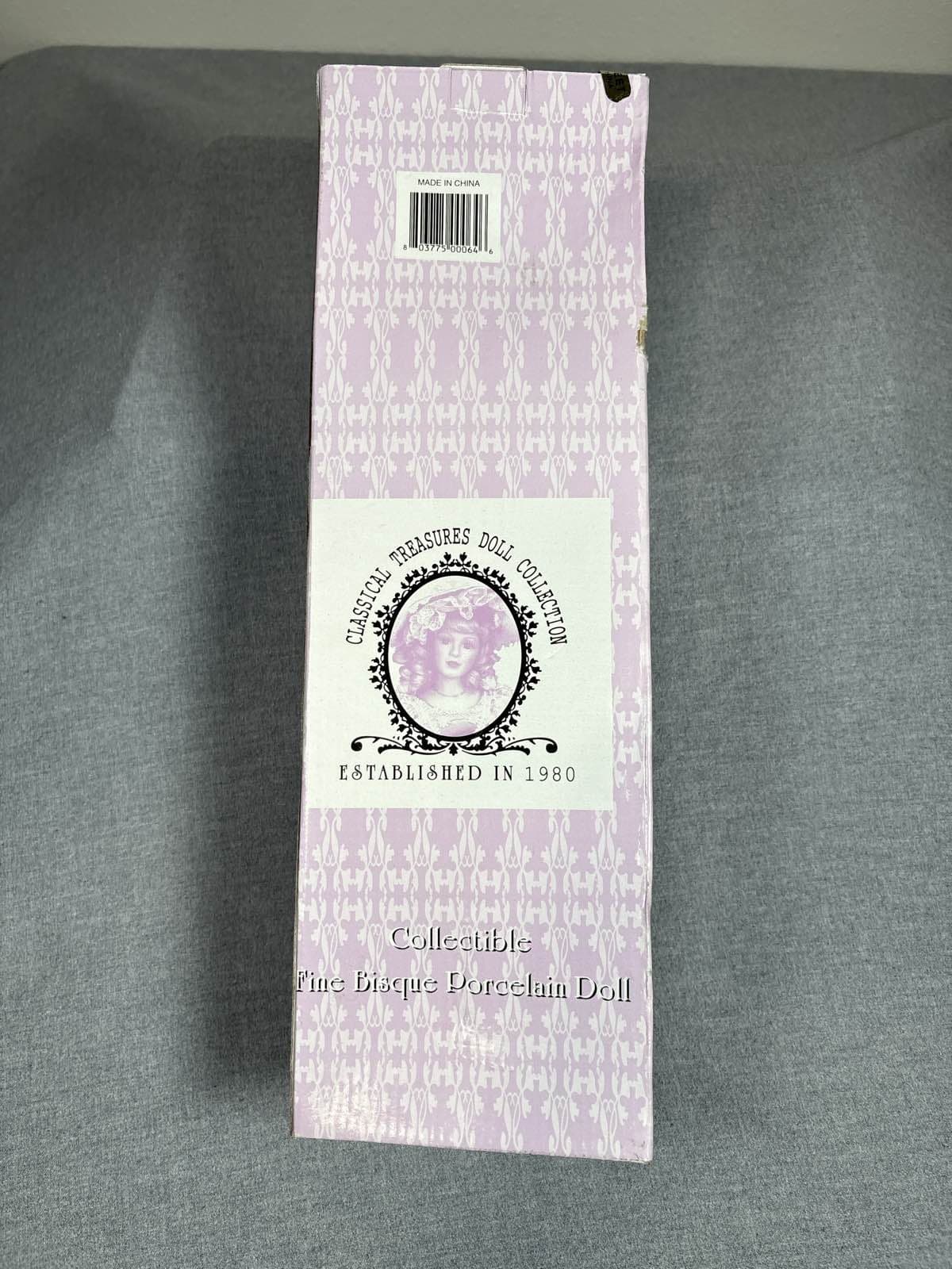 VTG Porcelain Doll Blonde Blue Eyes Plum Purple Dress Lace Collar 1980 - Thumbnail 4