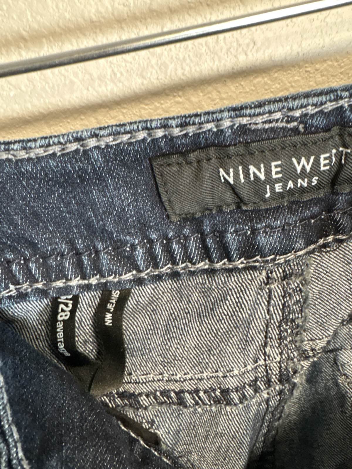 Nine West Women's 8/28 Dark Wash Denim Slim Straight - Thumbnail 3