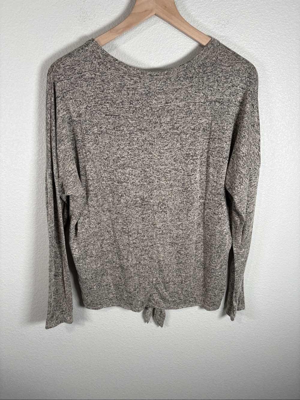 CAUTION TO THE WIND Womens Tan Heathered Knit T-Shirt Top M - Thumbnail 3