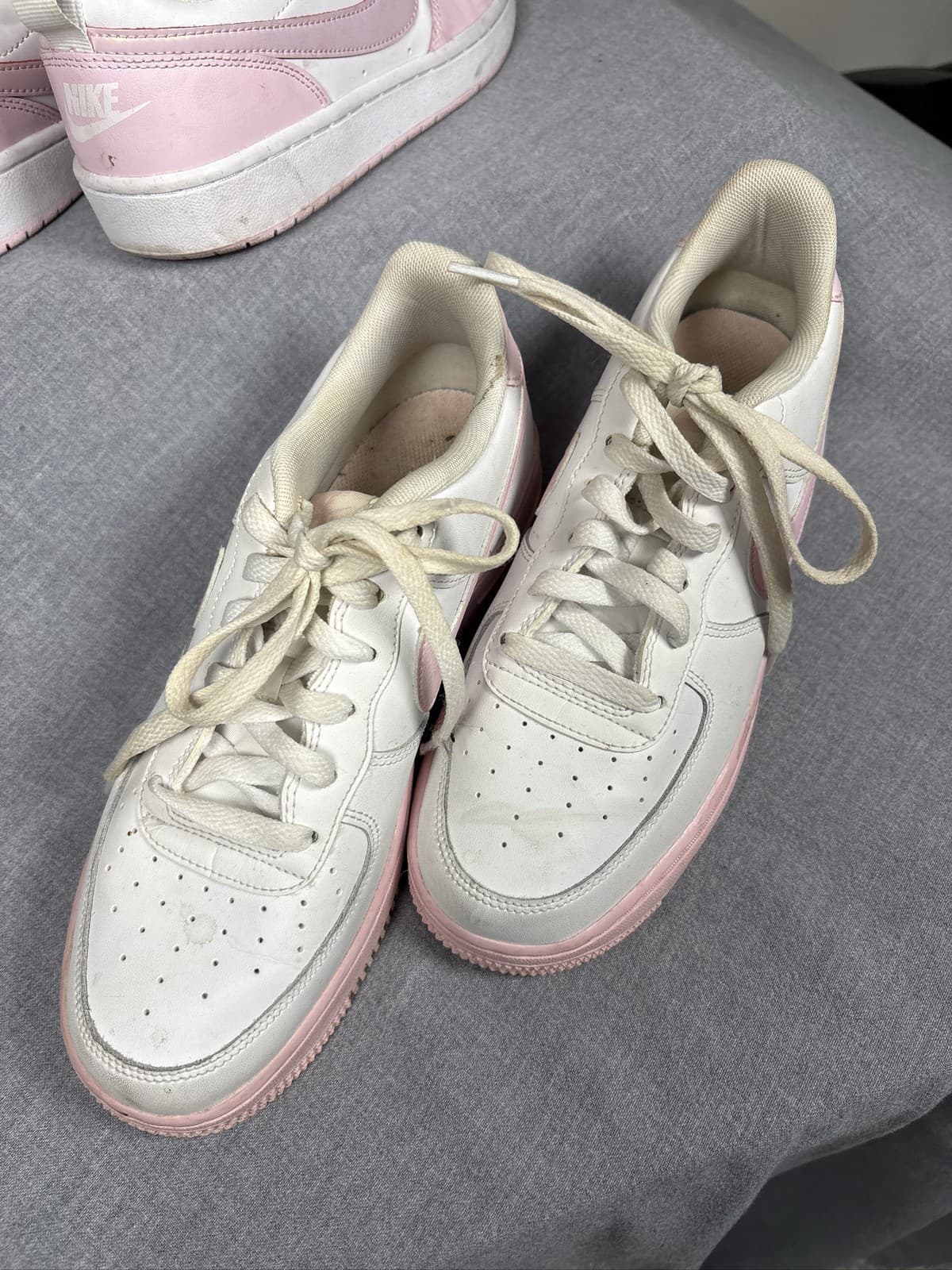 Nike Air Force 1 Court Borough Low White Pink Foam GS Sneakers Lot of 2 7 Youth - Thumbnail 2