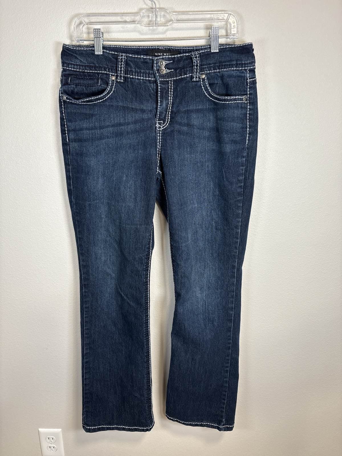 Nine West Women's 8/28 Dark Wash Denim Slim Straight - Thumbnail 2