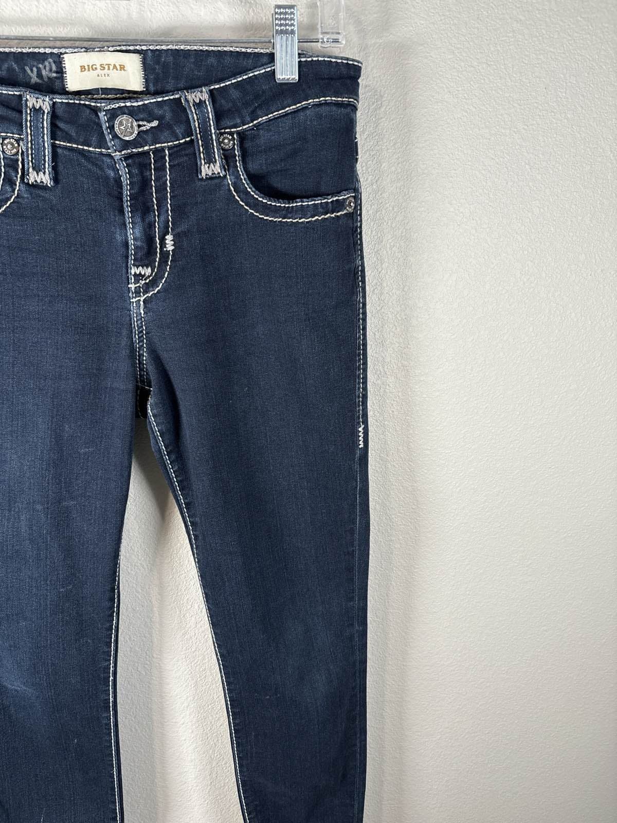 Big Star ALEX Jeans Womens 28 R Dark Wash Bootcut Thick Stitch Stretch Denim - Thumbnail 3