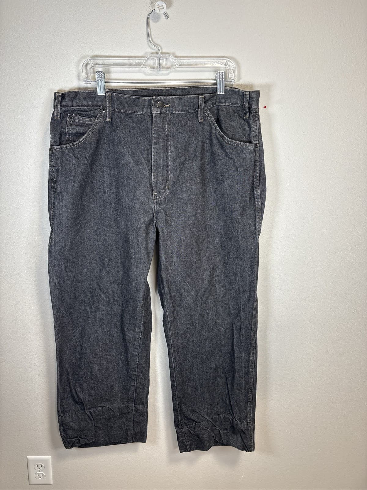 Dickies Men's Black Cargo Pants 38x32 Relaxed Fit Straight Workwear